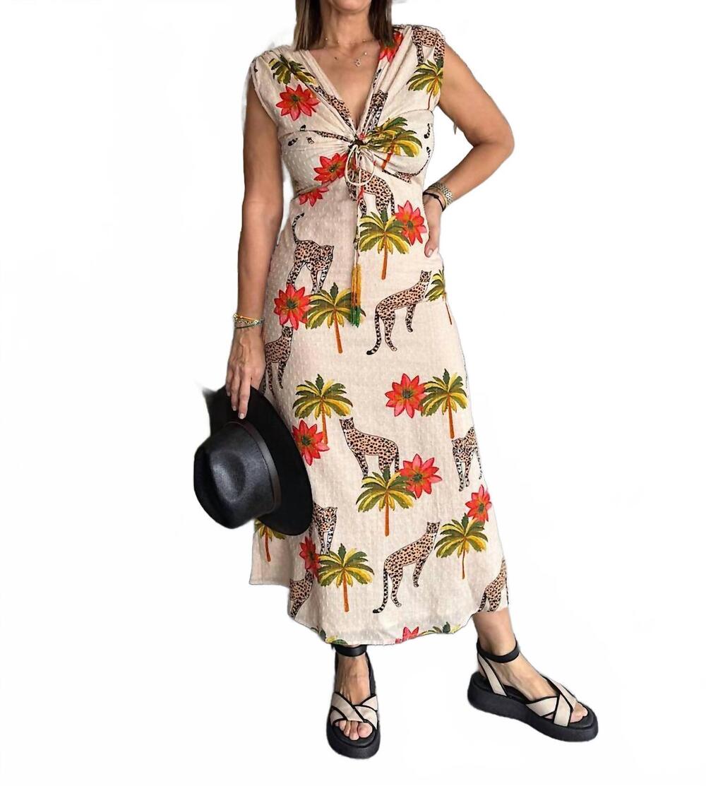 NEW EN CREME front tie maxi dress in multi